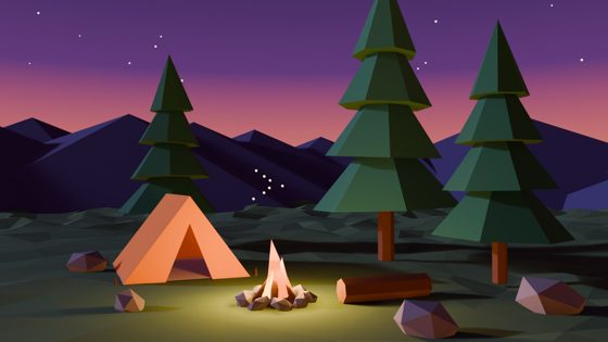 Opus plain blender for Low-poly campsite at dusk