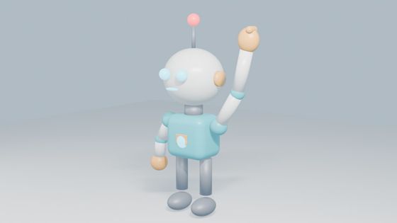Plain Blender renders for Toy robot waving by Claude Haiku 5.5, from first to final