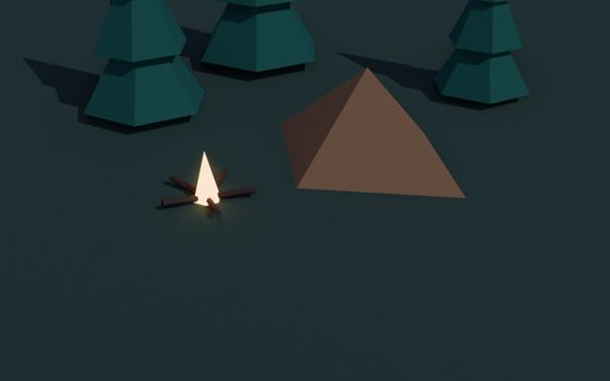 Blender Studio renders for Low-poly campsite at dusk by Claude Sonnet 5.5, from first to final