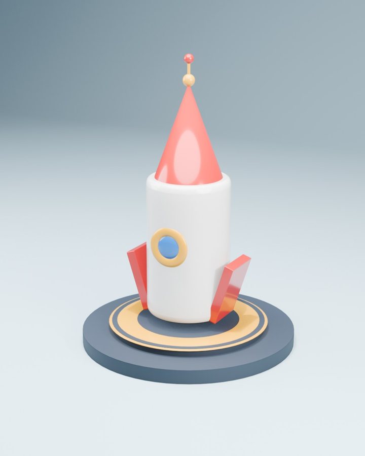 Gemini's nine renders of a toy rocket on a launch pad, from its first attempt to its last