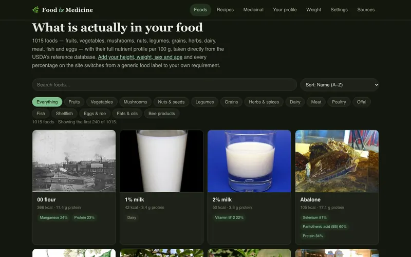 Screenshot of Food is Medicine